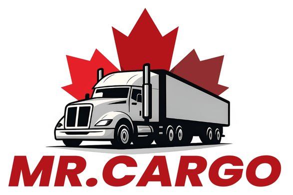 Mr. Cargo logo: a white truck in front of a red maple leaf